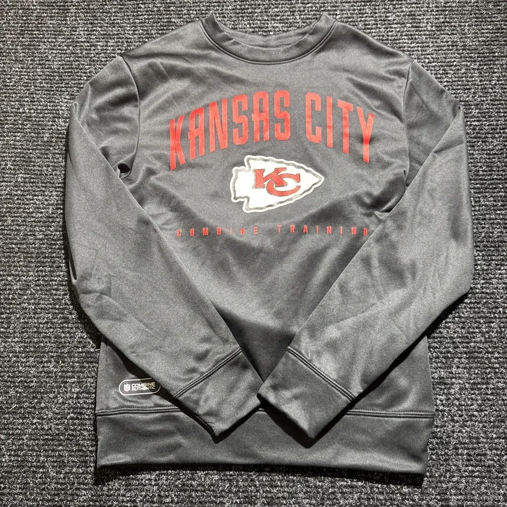 Kansas City Chiefs Sweatshirt‎ Small Black NFL Crewneck Pullover Training